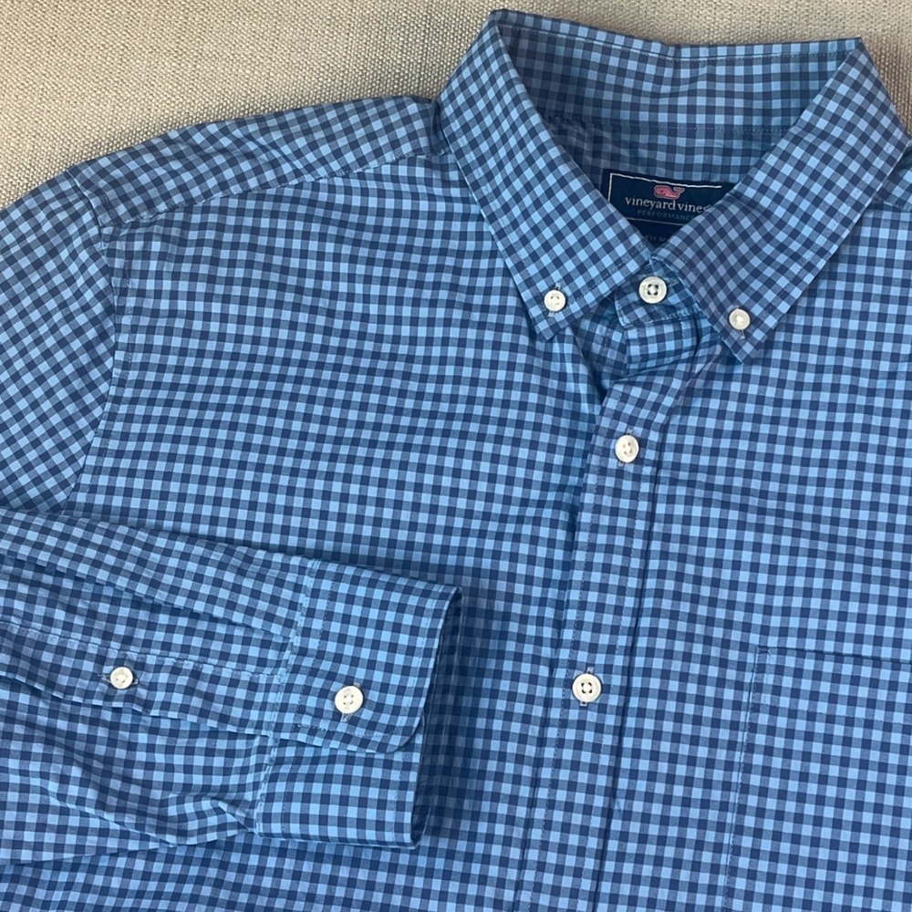 Vineyard Vines Button Down Mens XL Blue Gingham Performance Murray Shirt Preppy